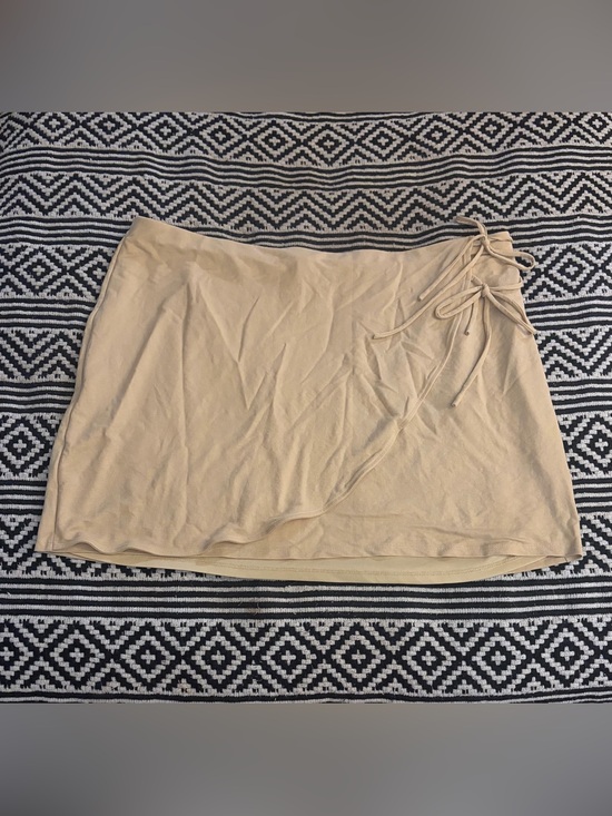 And Now This Dresses & Skirts - And now this Beige Tie-Detail faux Wrap Mini Skirt
